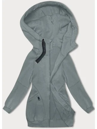 Šedozelená voľná dlhá dámska mikina so sťahovacími lemami (AMG-332A) Šedozelená voľná dlhá dámska mikina so sťahovacími lemami (AMG-332A)