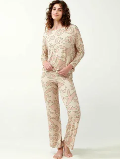 Vamp - Béžové pyžamo s potlačou 21093 - Vamp