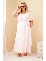 Dámske plus size šaty s opaskom v páse candy pink Dámske plus size šaty s opaskom v páse candy pink