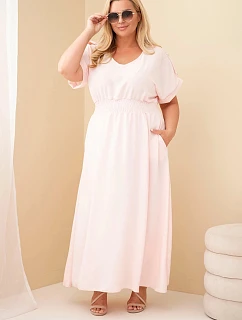 Dámske plus size šaty s opaskom v páse candy pink