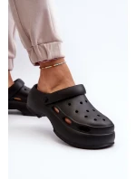 Piankowe Klapki Damskie Na Masywnej Podeszwie Czarne Danollia