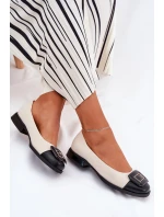 Skórzane Baleriny Z Ozdobą D&A MK51-059 Beżowe