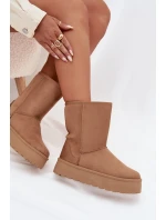 Damskie Śniegowce Ocieplone Futerkiem Camel Abrams Damskie Śniegowce Ocieplone Futerkiem Camel Abrams