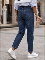 Dámske džínsy Mom Fit s elastickým pásom, modré, FashionStreet UY3102 Dámske džínsy Mom Fit s elastickým pásom, modré, FashionStreet UY3102