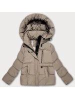 Dámska páperová bunda s kapucňou S'West Dark Beige (B8529-12)
