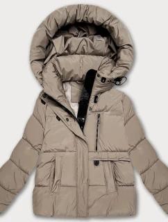 Dámska páperová bunda s kapucňou S'West Dark Beige (B8529-12)