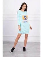 Šaty s 3D grafikou, mätová čipka