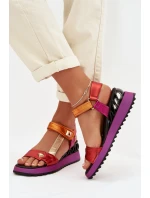 Kožené dámské sandály na platformě D&A CR61-3078 Multikolor
