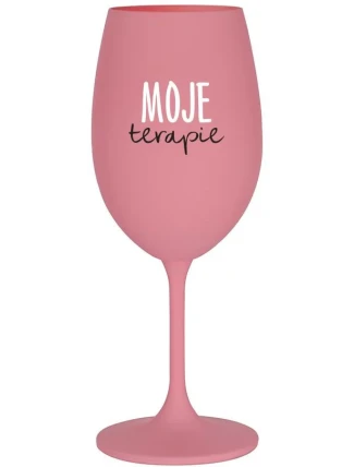 MOJE TERAPIE - růžová sklenice na víno 350 ml