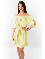 Žltá dámska tunika v španielskom štýle s pásikom (279ART)