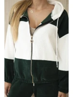 Súprava rebrovaná velúrová mikina + nohavice tmavozelená Súprava rebrovaná velúrová mikina + nohavice tmavozelená