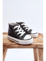 Dziecięce Skórzane Wysokie Trampki Czarno-Białe Marney