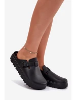 Piankowe Klapki Damskie Z Paskiem I Klamrą Czarne Larinie