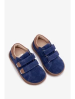 Kožené Dětské Polobotky Barefoot S Odrazkami Bartek 8600366 Tmavě Modré