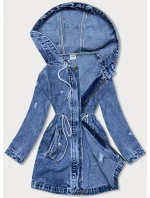 Voľná dámska džínsová bunda vo svetlo modrej denimovej farbe (POP7120-K) - P.O.P.SEVEN