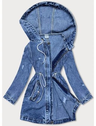 Voľná dámska džínsová bunda vo svetlo modrej denimovej farbe (POP7120-K) - P.O.P.SEVEN