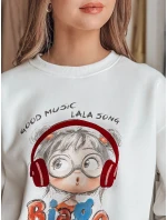 Dámska mikina s potlačou LALA VIBE white FashionStreet BY1504