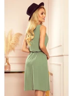 VICTORIA - dámske trapézové šaty v olivovej farbe 296-6