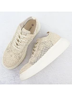 Dámske topánky na platforme so šnurovaním béžové Vinceza 17371