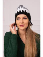Dámska čiapka Nikol K405 tmavo šedá+biela+čierna