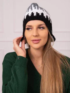Dámska čiapka Nikol K405 tmavo šedá+biela+čierna