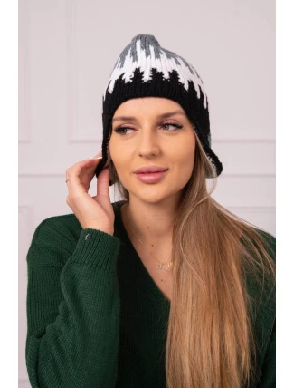 Dámska čiapka Nikol K405 tmavo šedá+biela+čierna