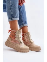 Wysokie Trampki Damskie Na Masywnej Platformie Beżowe Kernia