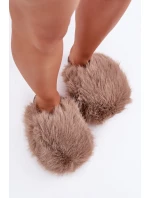 Futrzane Kapcie Damskie Ciemnobeżowe Wladisa