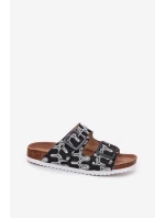 Klapki Damskie Z Klamrami I Brokatem S.Barski RB51-006 Czarne