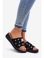 Zamszowe Klapki Damskie Z Przypinkami Vinceza 66741 Czarne