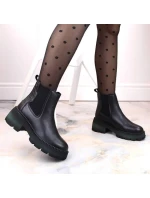 Dámske zateplené kožené členkové topánky PAW484 Black - Filippo