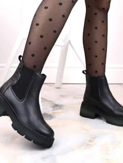 Dámske zateplené kožené členkové topánky PAW484 Black - Filippo