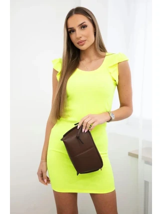 Dámske šaty s volánmi 9098 Neon Yellow - Kesi
