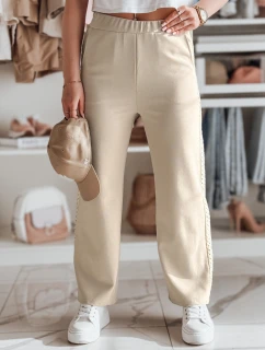 Dámske široké rebrované nohavice LUXEEN moka FashionStreet UY2520