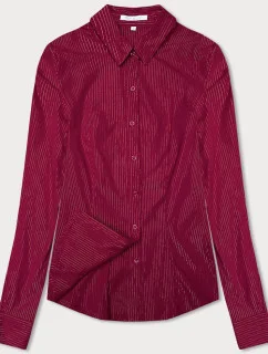 Koszula damska w srebrne paseczki bordowa (AWT0111)