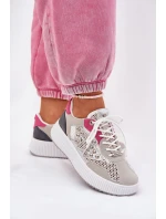 Buty Sportowe Damskie Z Siateczką I Ćwiekami Szare Ogalda