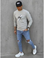 Pánska béžová mikina s potlačou FashionStreet BX5363