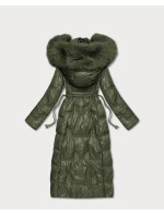 Dámska dlhá prešívaná zimná bunda khaki (T2-2221#-22) Dámska dlhá prešívaná zimná bunda khaki (T2-2221#-22)