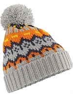 Beechfield B 528 Pletená čiapka s bambulou „Retro Ski“ 53.0528 glacier grey