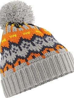 Beechfield B 528 Pletená čiapka s bambulou „Retro Ski“ 53.0528 glacier grey