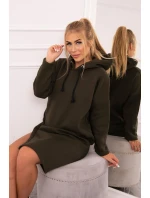 Šaty s kapucňou a bočným rázporkom vo farbe khaki