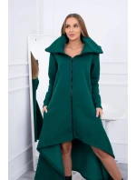 Zateplené šaty s dlhšími bokmi tmavo zelené