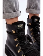 Skórzane Botki Trapery Damskie GOE MM2N4082 Czarne