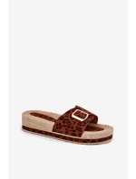 Klapki Damskie Na Platformie Ze Złotą Klamrą Panterka Selira