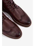 Kožené pánské boty Lee Cooper LCJ 25 33 3960 hnědé Botki Męskie