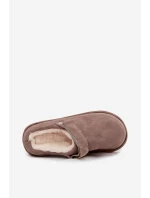 Kapcie Damskie Z Paskiem Ocieplane Futerkiem Ciemnobeżowe Rilena