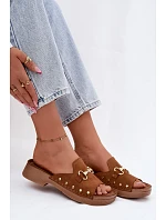 Semišové dámske papuče Inblu TF0002KU Camel