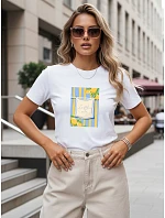 Dámske bavlnené tričko s talianskym potlačou, biele, FashionStreet NX8024RY Dámske bavlnené tričko s talianskym potlačou, biele, FashionStreet NX8024RY