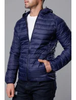 Tmavomodrá pánska prešívaná bunda s kapucňou (HM112-4)