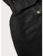 Čierny dvojradový klasický dámsky kabát z ekologickej kože AnnGissy (AG6-30) Čierny dvojradový klasický dámsky kabát z ekologickej kože AnnGissy (AG6-30)